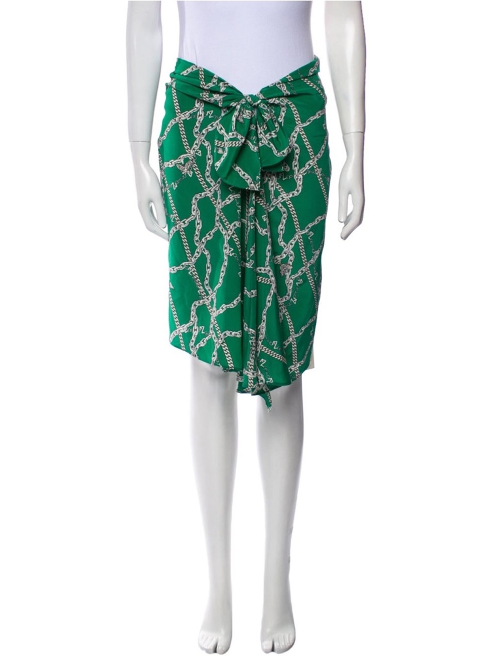 Zadig & Voltaire Green Chain Print Silk Skirt Size 38 FR Brand new
